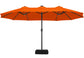 15FT Patio Umbrella with Solar Lights Double-Sided Large Umbrella Outdoor Market Rectangle Umbrellas