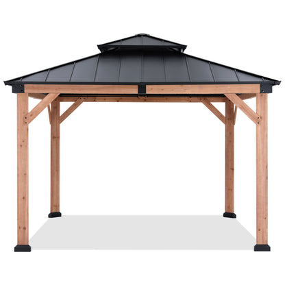 Outdoor 11x11/11x13 Wooden Gazebo with Hardtop Metal Roof