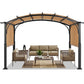 Arched 10x10/10x12 Patio Gazebo with Retractable Sun Shade