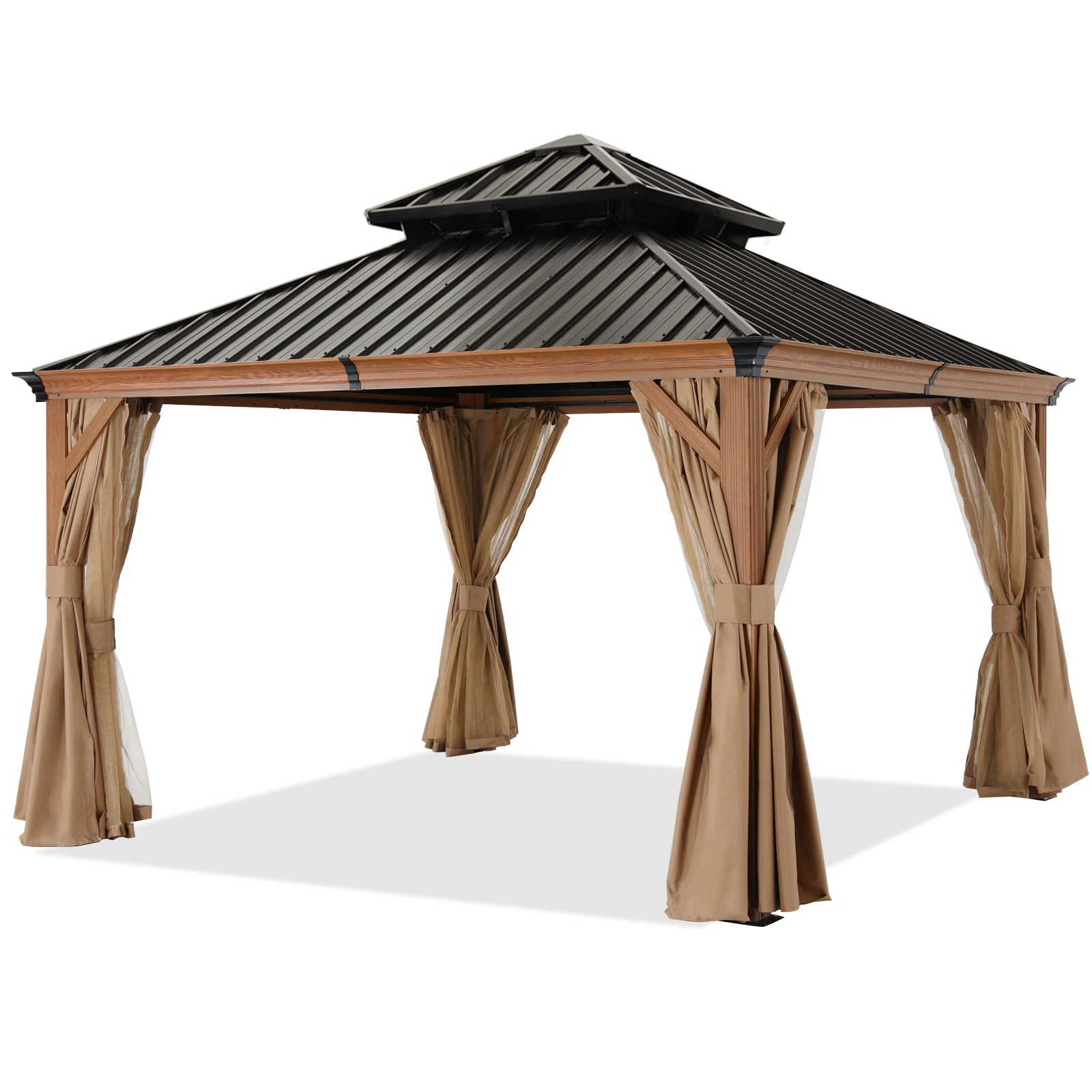Hardtop Gazebo - Outdoor permanent double top gazebo and Netting