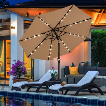 [SALE] Outdoor Solar Patio Umbrella with 32 LED Lights 8 Ribs