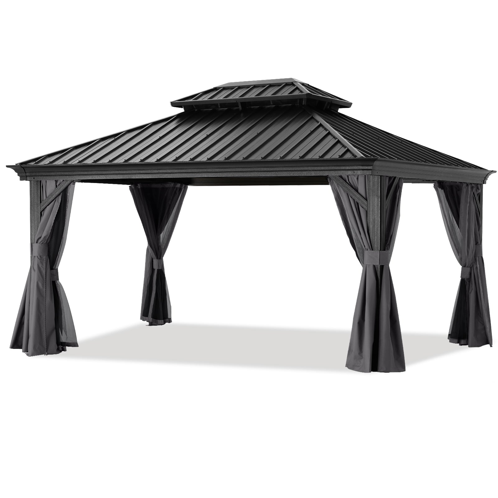 Hardtop Gazebo - Outdoor permanent double top gazebo and Netting