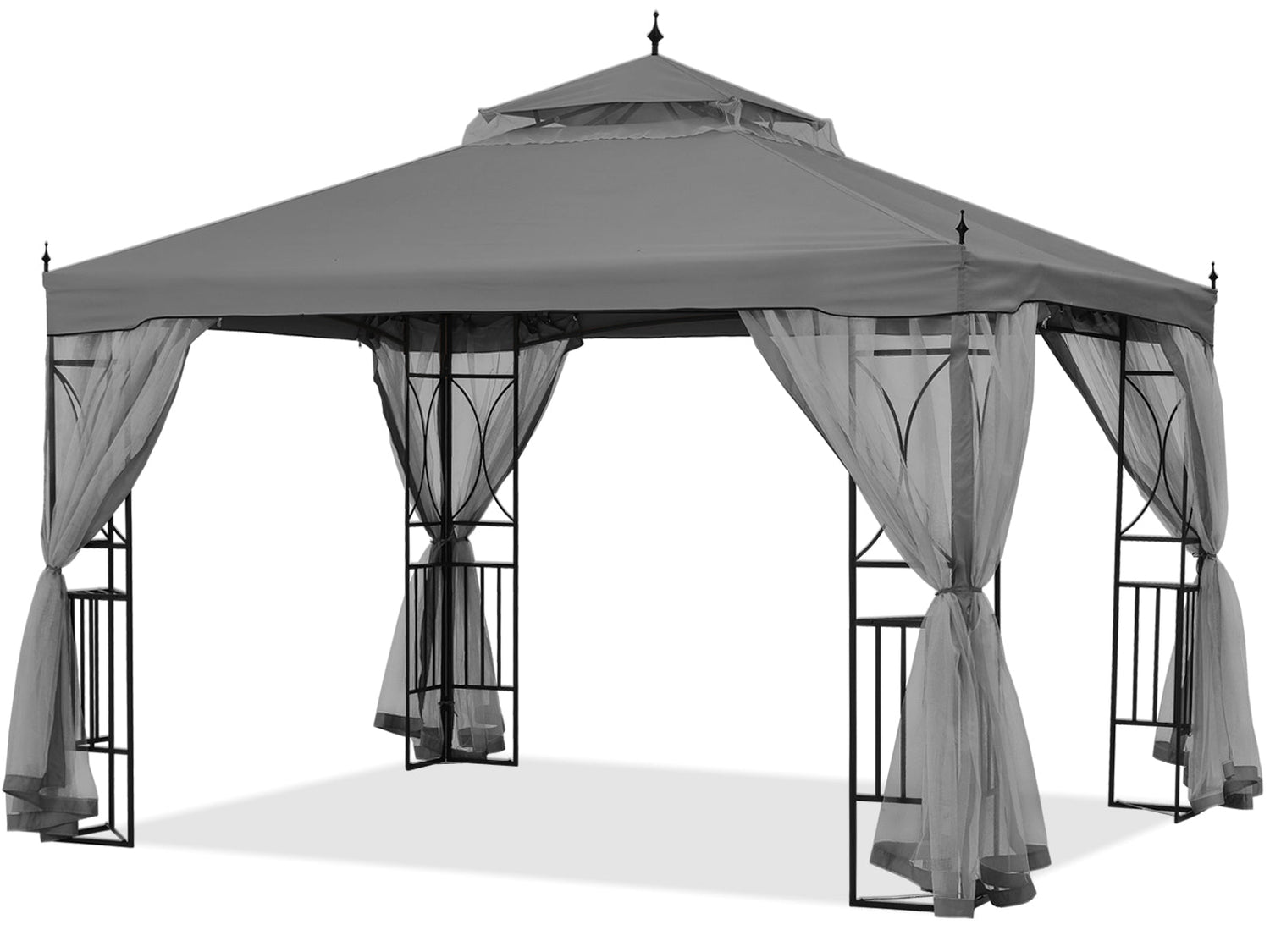 10X10/10X12 Gazebo Canopy with Netting and Corner Frame Screen Wall