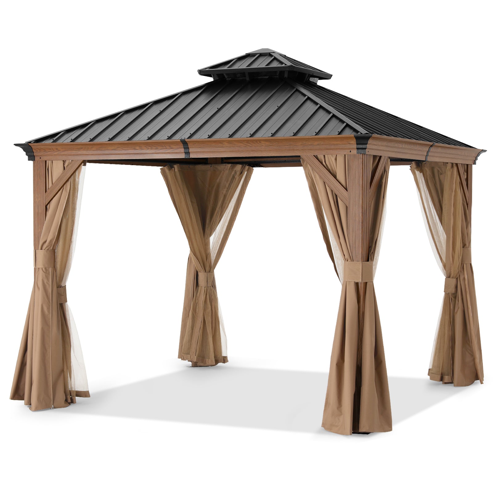 Hardtop Gazebo - Outdoor permanent double top gazebo and Netting