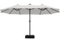 15FT Patio Umbrella with Solar Lights Double-Sided Large Umbrella Outdoor Market Rectangle Umbrellas