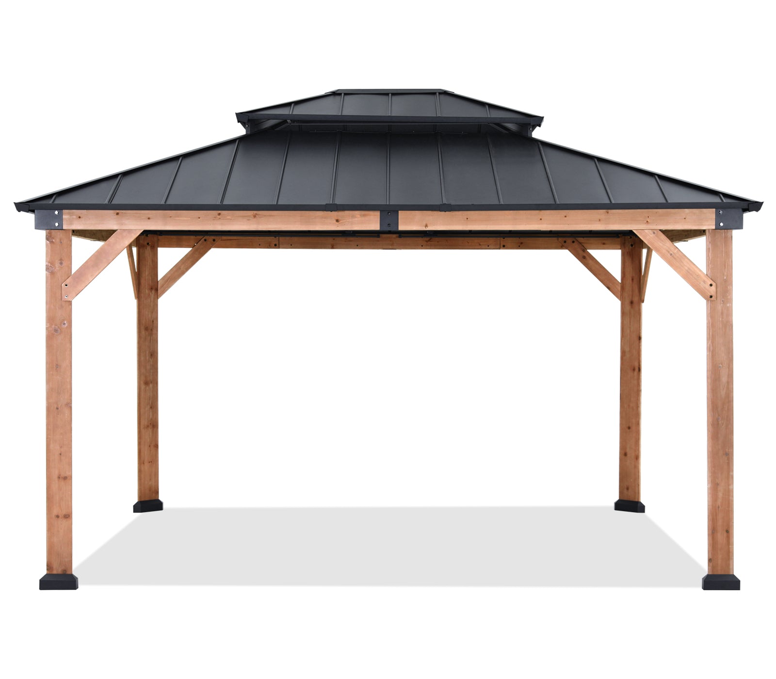 Outdoor 11x11/11x13 Wooden Gazebo with Hardtop Metal Roof