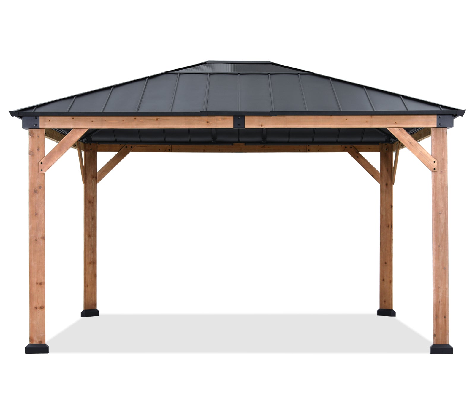 Outdoor 11x11/11x13 Wooden Gazebo with Hardtop Metal Roof