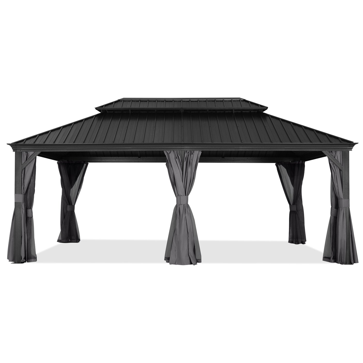 Hardtop Gazebo - Outdoor permanent double top gazebo and Netting
