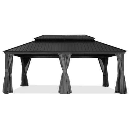 Hardtop Gazebo - Outdoor permanent double top gazebo and Netting