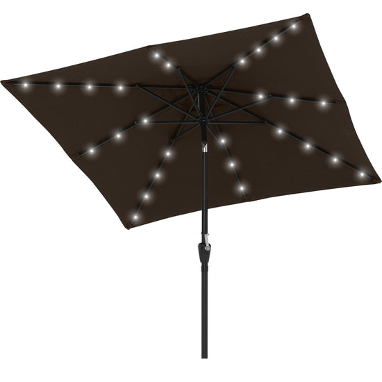 Square Solar Powered Patio Umbrella with 28 LED Lights