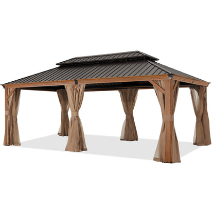 Hardtop Gazebo - Outdoor permanent double top gazebo and Netting