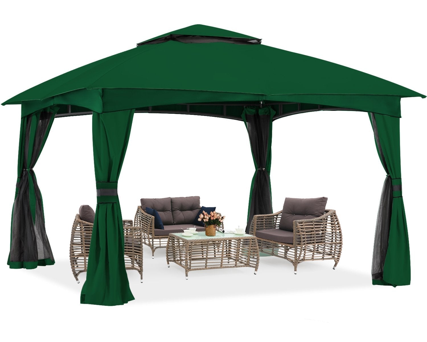 Double Soft-Top Patio Gazebo (Mesh Wall)