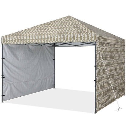 10x10FT Outdoor Easy Pop up Canopy Tent With Graphic Print(2 Sun Walls)