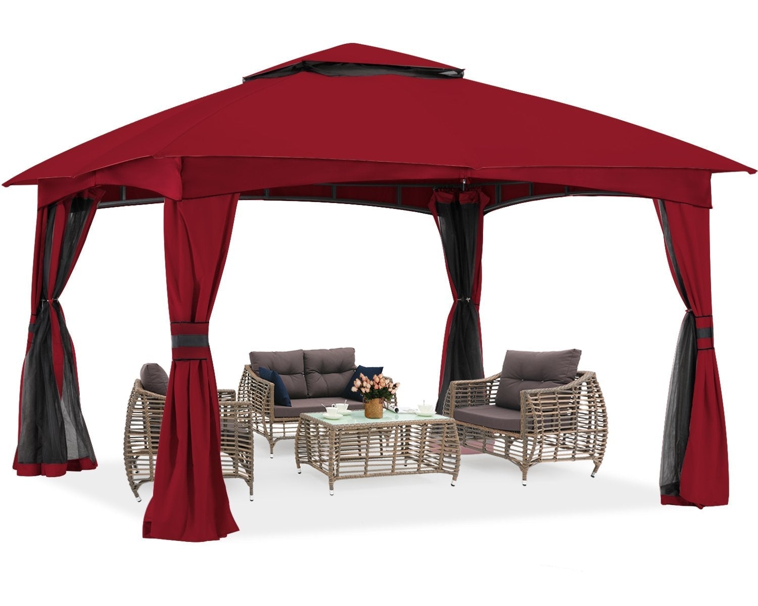Double Soft-Top Patio Gazebo (Mesh Wall)