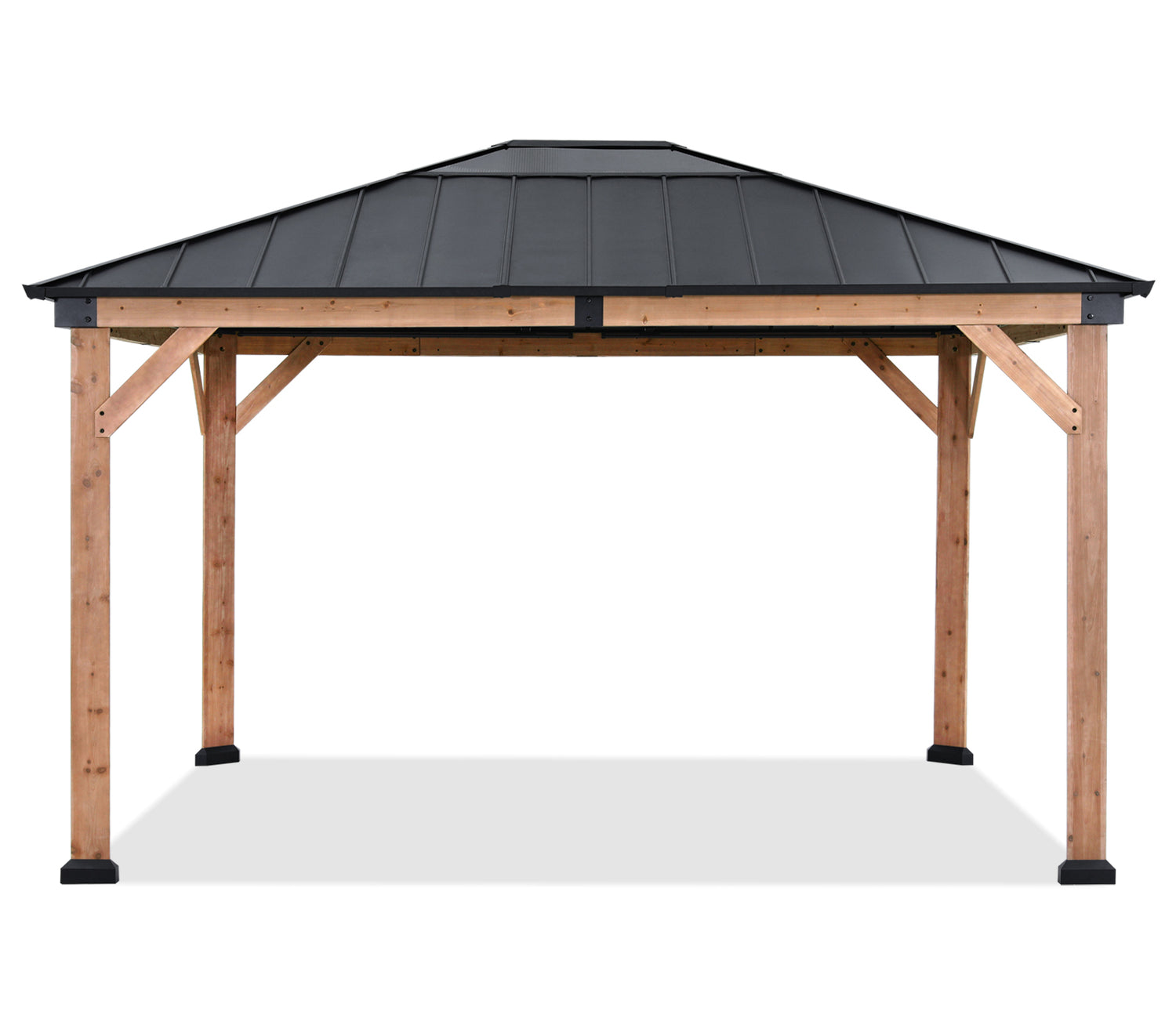 Outdoor 11x11/11x13 Wooden Gazebo with Hardtop Metal Roof