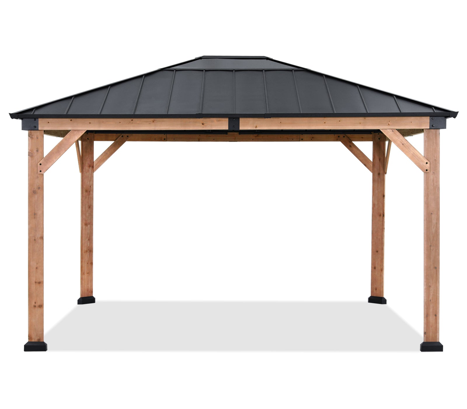 Outdoor 11x11/11x13 Wooden Gazebo with Hardtop Metal Roof