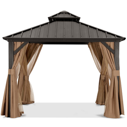 Hardtop Gazebo - Outdoor permanent double top gazebo and Netting