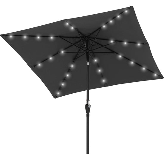 Square Solar Powered Patio Umbrella with 28 LED Lights