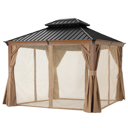 Hardtop Gazebo - Outdoor permanent double top gazebo and Netting