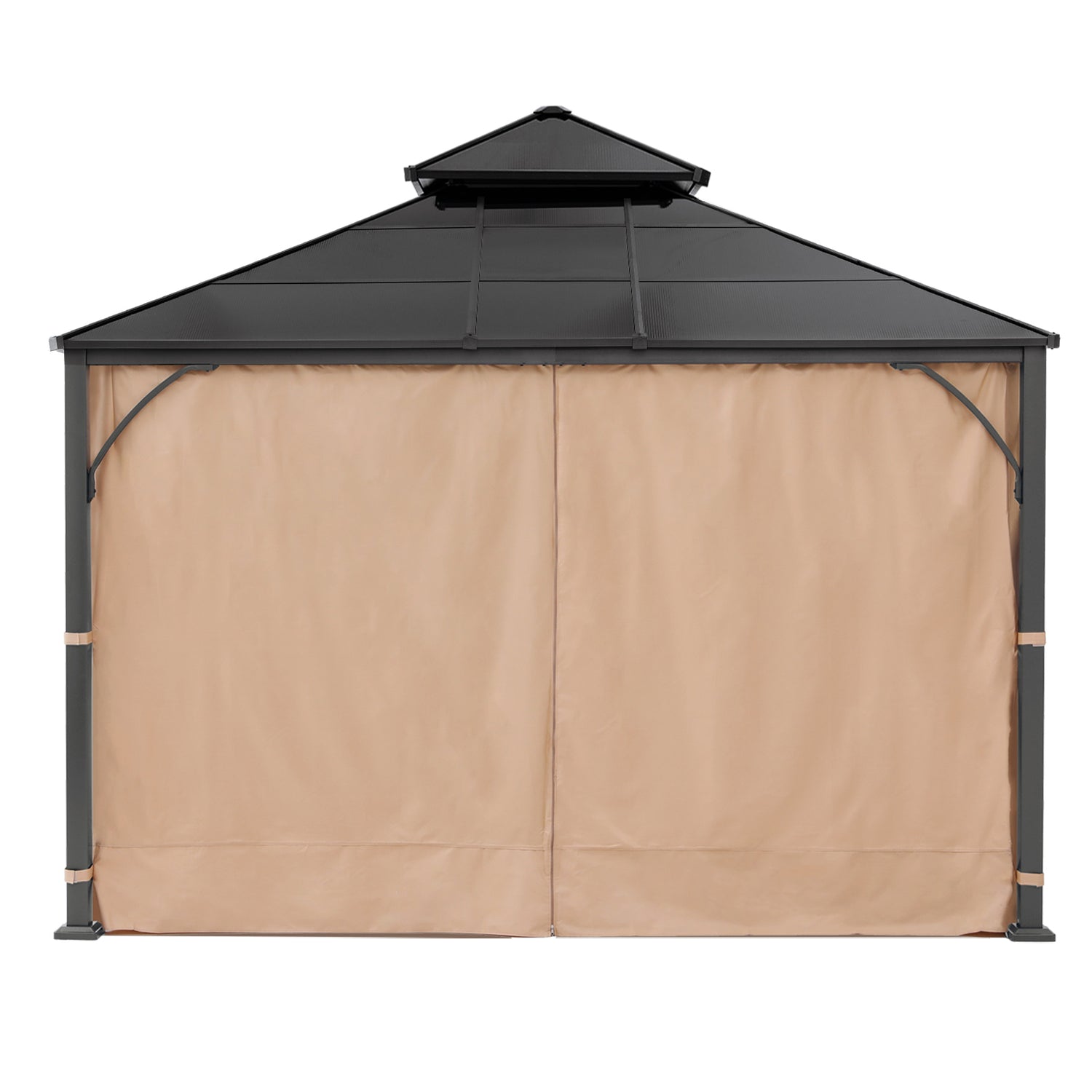 Outdoor Hardtop Metal Permanent Gazebo with Curtain and Netting