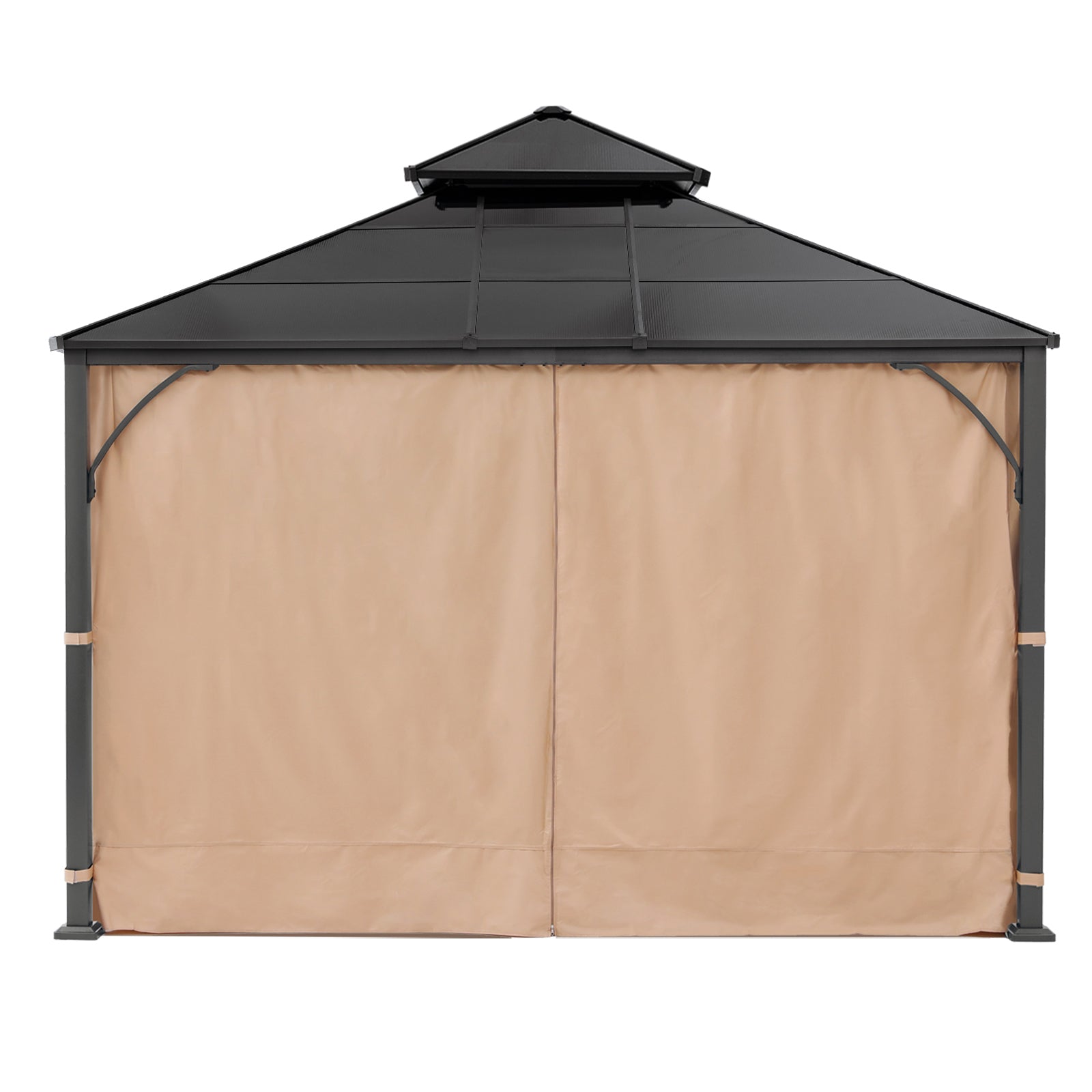 Outdoor Hardtop Metal Permanent Gazebo with Curtain and Netting