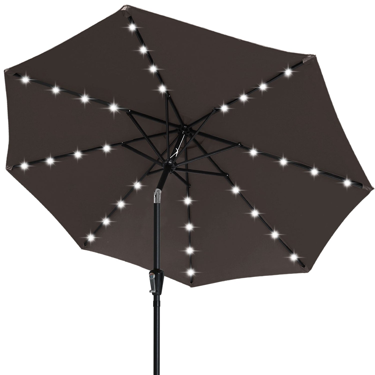 abccanopy rectangular solar patio umbrella ABCCANOPY Durable Solar Led Patio Umbrellas with 32LED Lights 11FT (Brown)