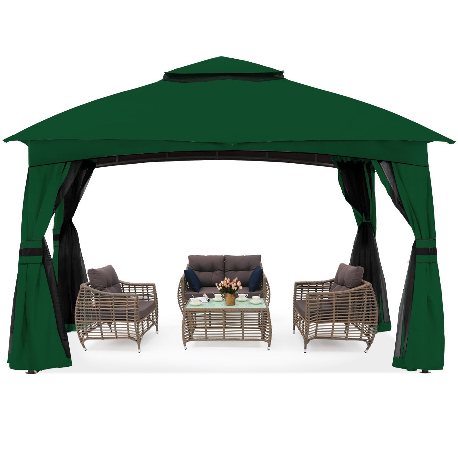 Double Soft-Top Patio Gazebo (Mesh Wall)