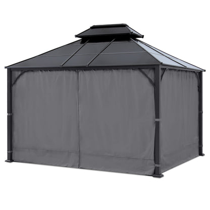 Outdoor Hardtop Metal Permanent Gazebo with Curtain and Netting