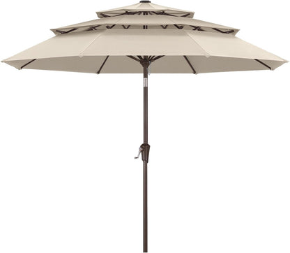 ABCCANOPY 9FT 3 Tiers Patio Umbrella 8 Ribs OLEFIN 5-Year No Fading