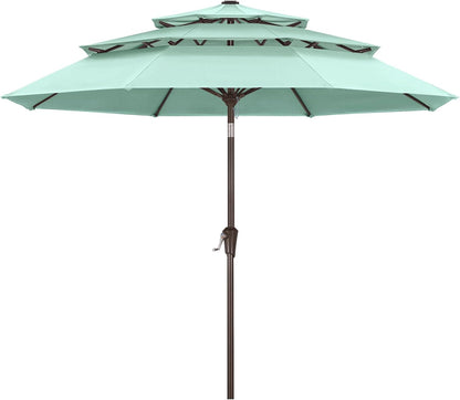 ABCCANOPY 9FT 3 Tiers Patio Umbrella 8 Ribs OLEFIN 5-Year No Fading