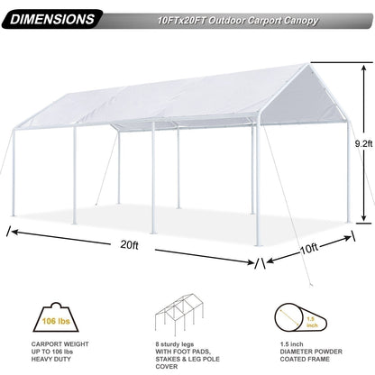 10x20 FT Carport Garage Car Boat Shelter Party Tent