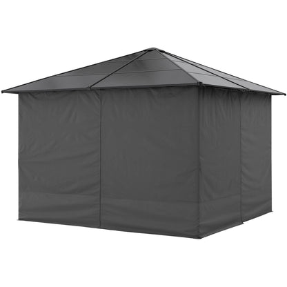 10x10/10x12 Steel Roof Hardtop Gazebo with Privacy Curtains and Netting
