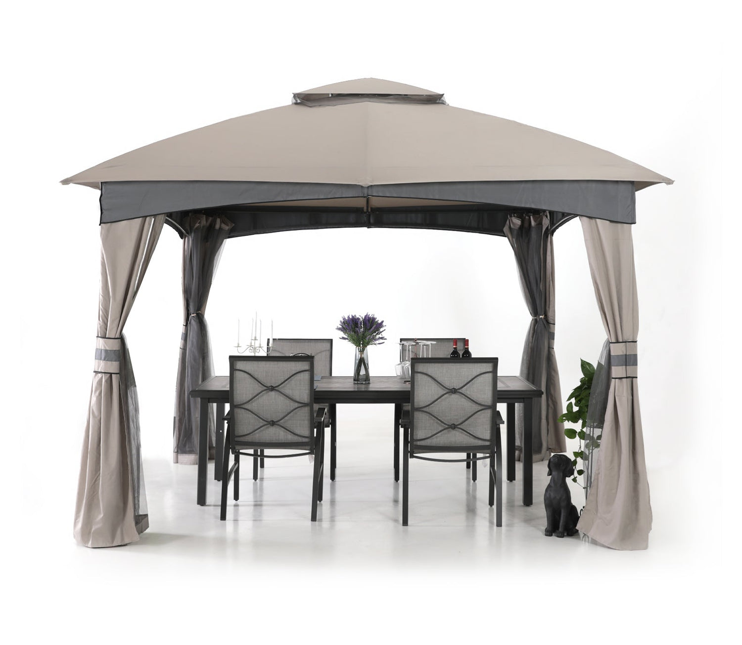 Double Soft-Top Patio Gazebo (Mesh Wall)