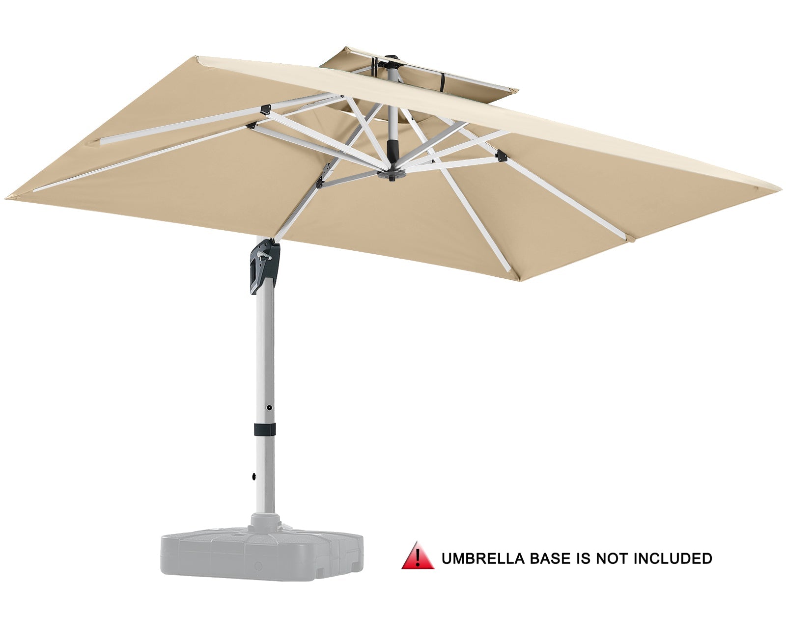 10x13 Cantilever Patio Umbrella Double Top with 360° Rotation