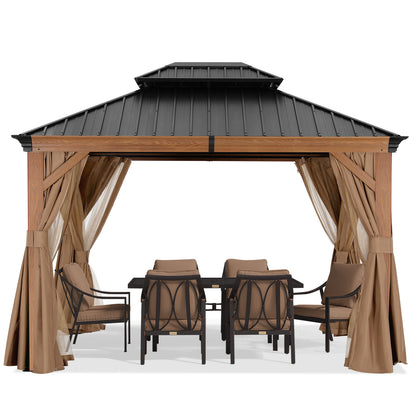 Hardtop Gazebo - Outdoor permanent double top gazebo and Netting