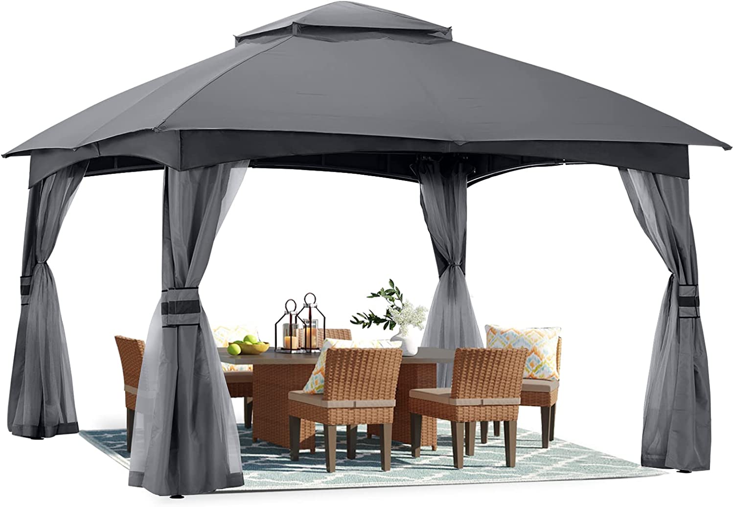 Double Soft-Top Patio Gazebo (Mesh Wall)