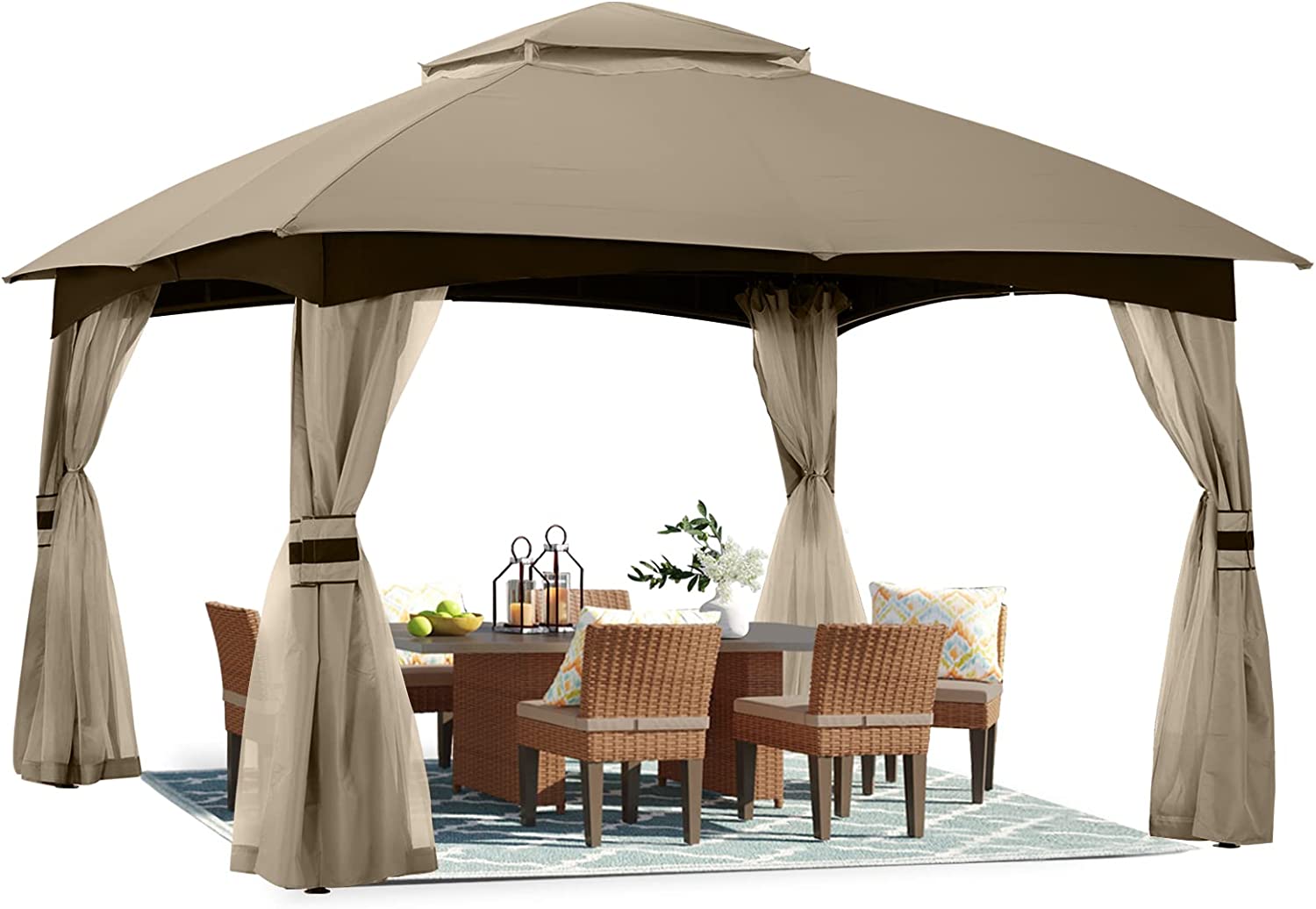 Double Soft-Top Patio Gazebo (Mesh Wall)