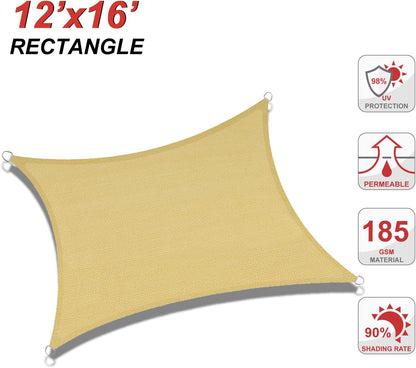 UV Block Sun Shade Sail for Patio, Deck, Backyard（Rectangle）