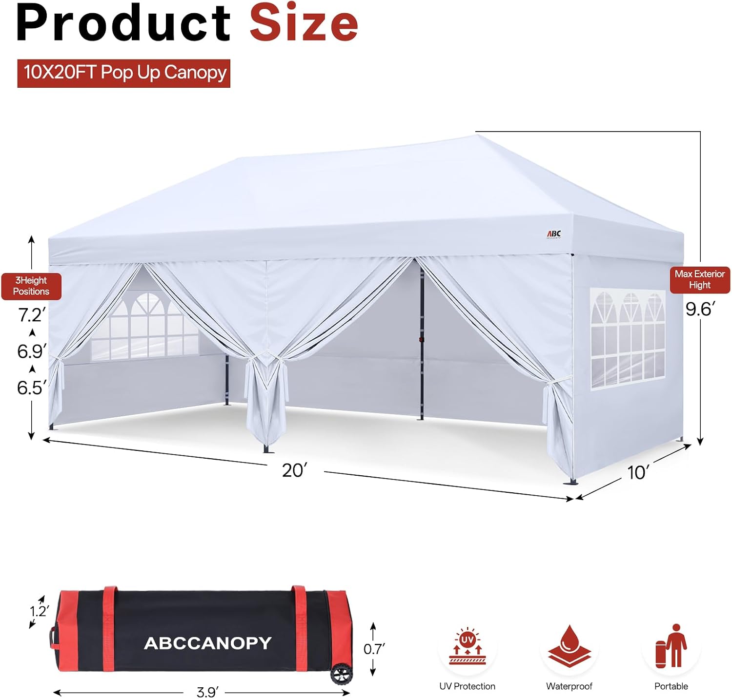 10x20 Pop Up Canopy Tent with Church Window