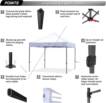 S1 Nova Base®-Lite Commercial Pop Up Canopy Tent 10x10, 10x15, 10x20