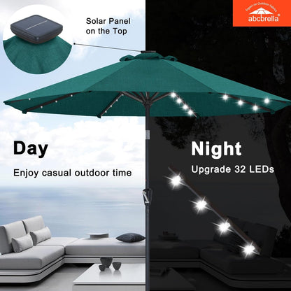 ABCCANOPY OLEFIN 5-Year No Fading Patio Umbrella with Solar Lights 9FT 8Ribs