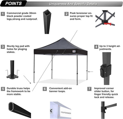 S1 Nova Base®-Lite Commercial Pop Up Canopy Tent 10x10, 10x15, 10x20