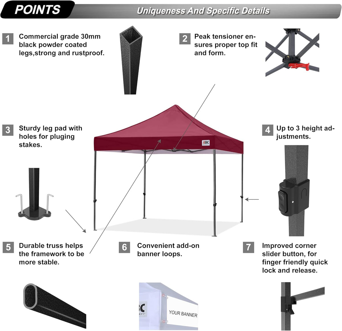 S1 Nova Base®-Lite Commercial Pop Up Canopy Tent 10x10, 10x15, 10x20