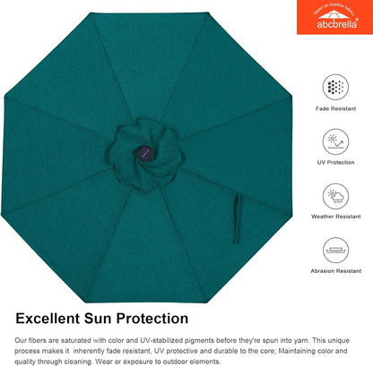 ABCCANOPY OLEFIN 5-Year No Fading Patio Umbrella with Solar Lights 9FT 8Ribs