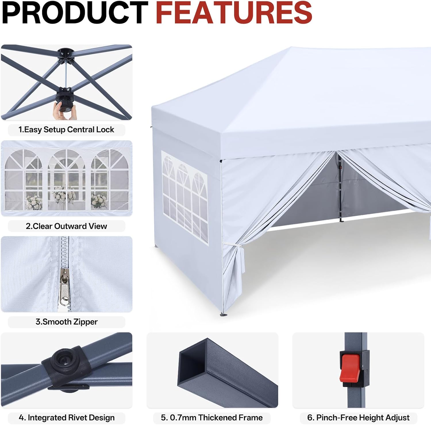 10x20 Pop Up Canopy Tent with Church Window