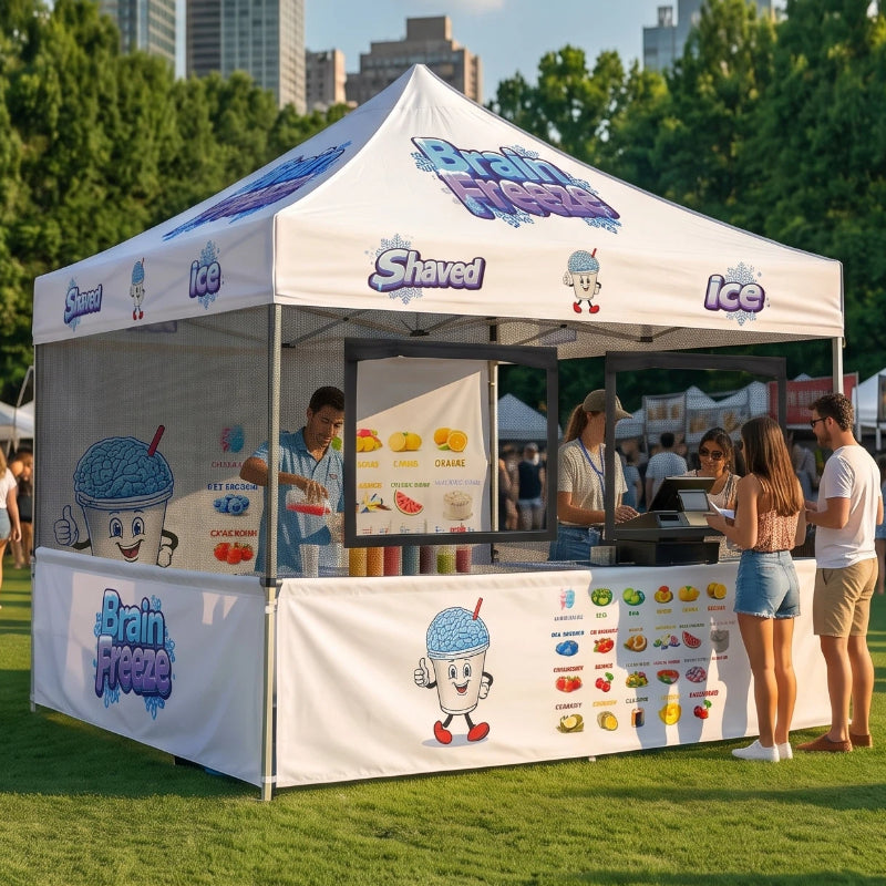Custom Canopy Food Booth with Windows &amp; Mesh