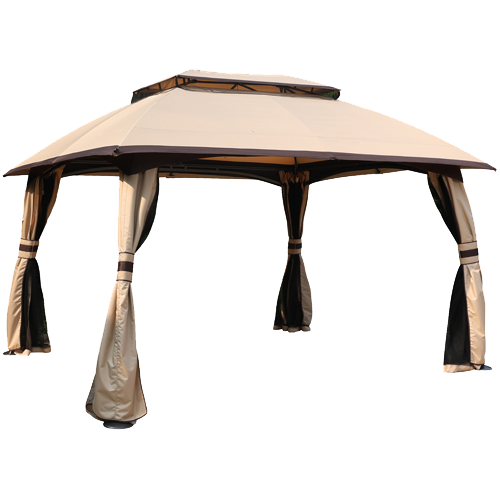 10x13 Patio Gazebo, Double Soft-top Garden Gazebos with Mosquito Netting