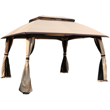 10x13 Patio Gazebo, Double Soft-top Garden Gazebos with Mosquito Netting