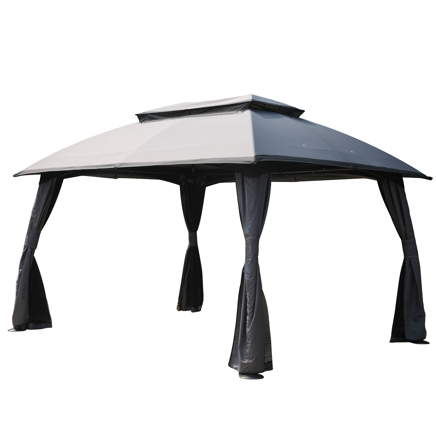 10x13 Patio Gazebo, Double Soft-top Garden Gazebos with Mosquito Netting