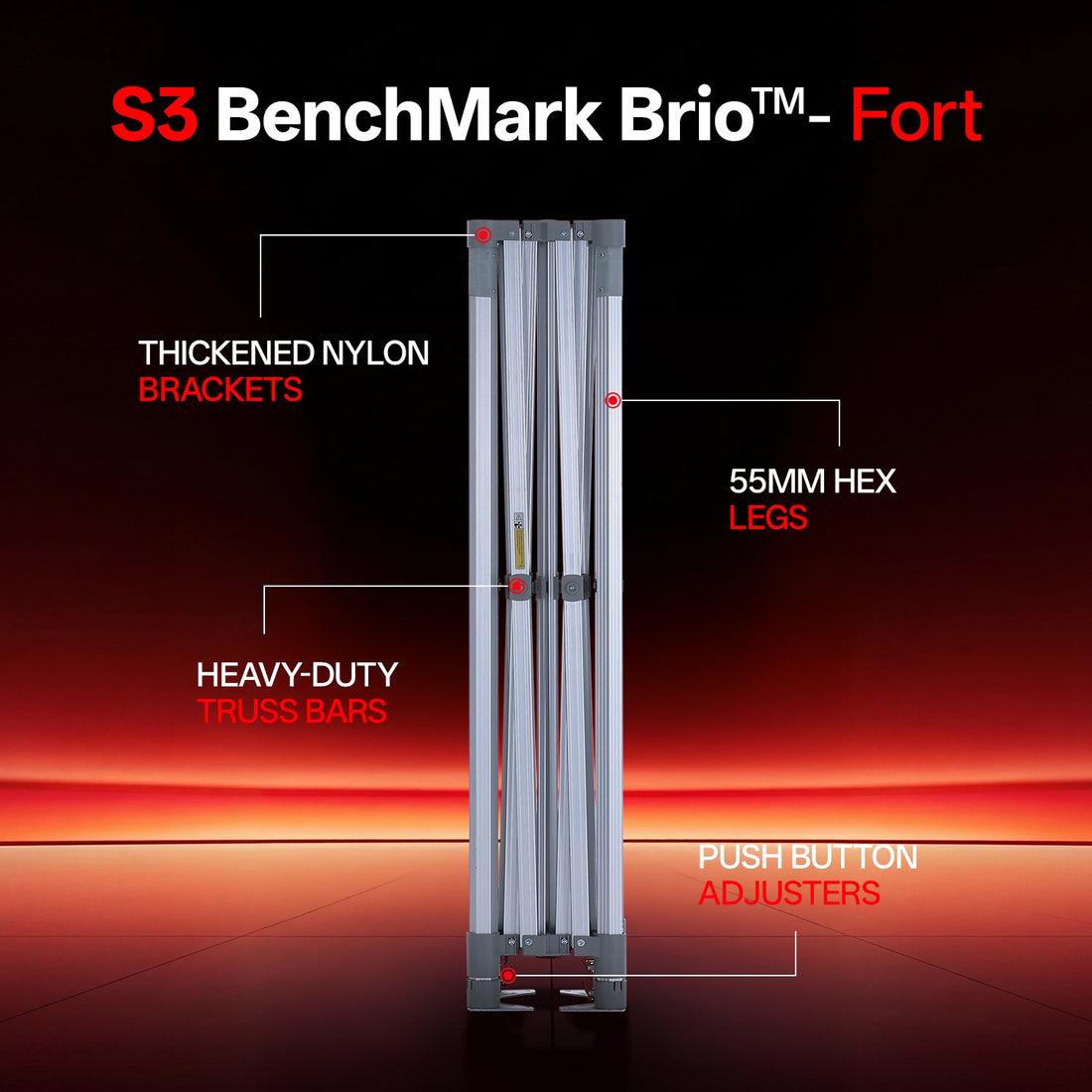 ABCCANOPY S3 BenchMark Brio Fort Aluminum Replacement Canopy Frame Only - 10x10, 10x15, 10x20